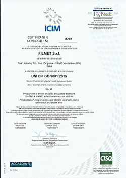 Certificato ICIM - Filmet snc
